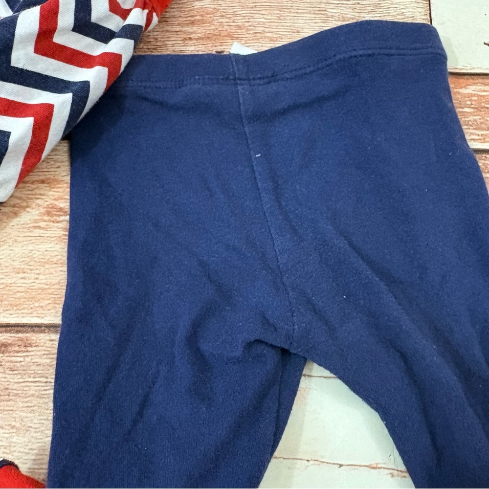 Red, White & Navy Chevron Baby Dress with Navy Leggings patriotic - Picture 7 of 7